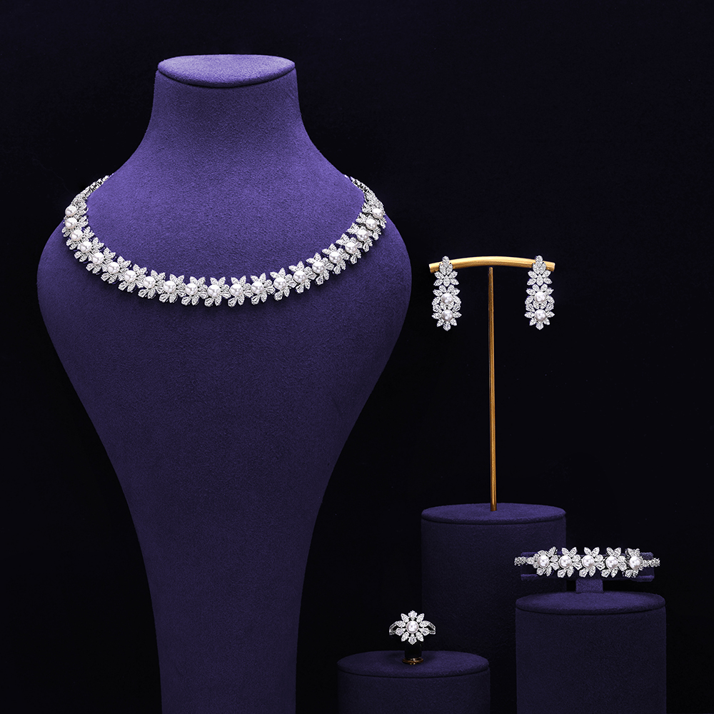 Women Accessories Uae - 4PCS Wedding Jewelry Set Cubic Zircon