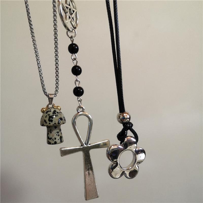 Women'S Accessories In The 90S - Gothic Punk Stone Mushroom Flower Metal