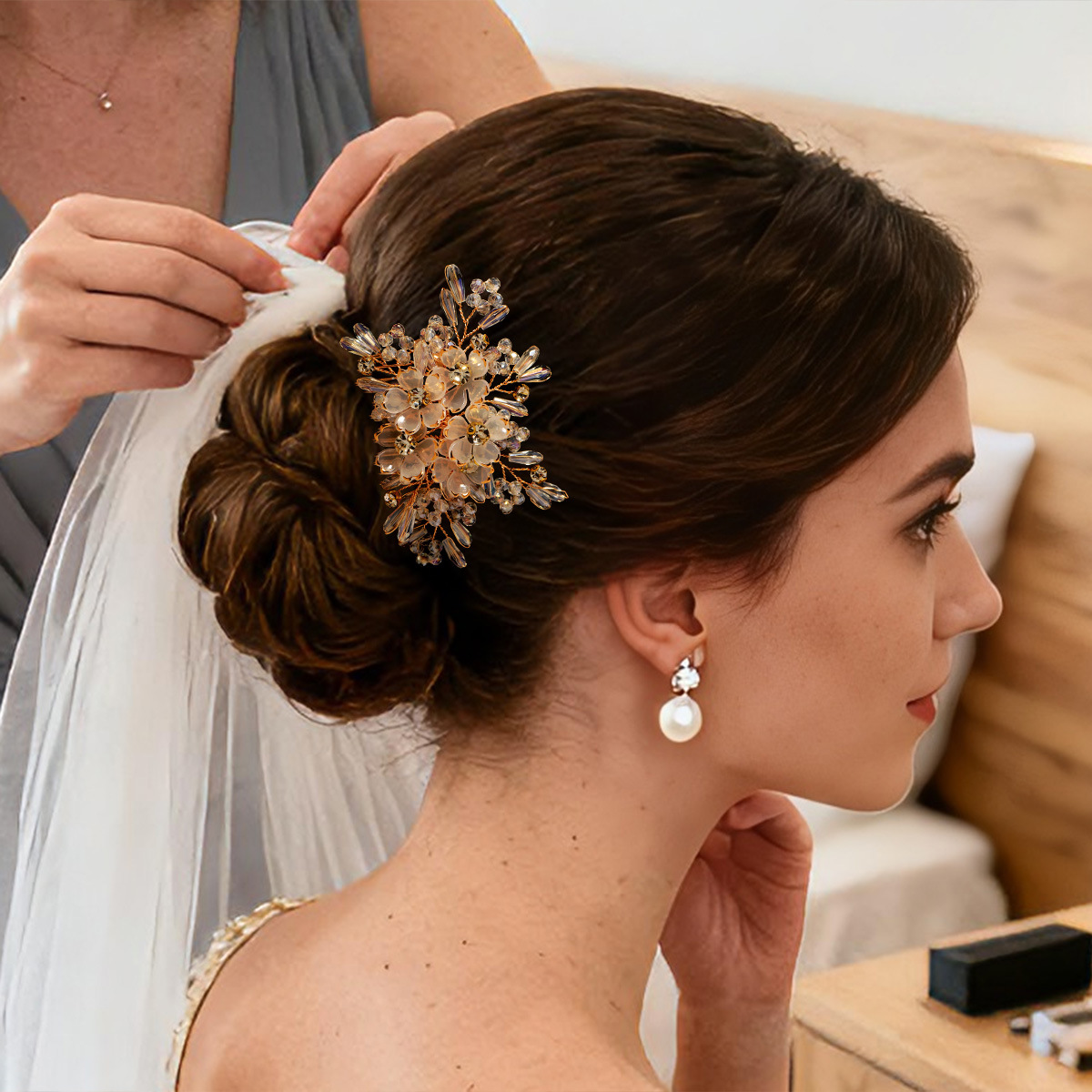 Women'S Wedding Accessories - Hair Comb Crystal Flower Beaded Rhinestone