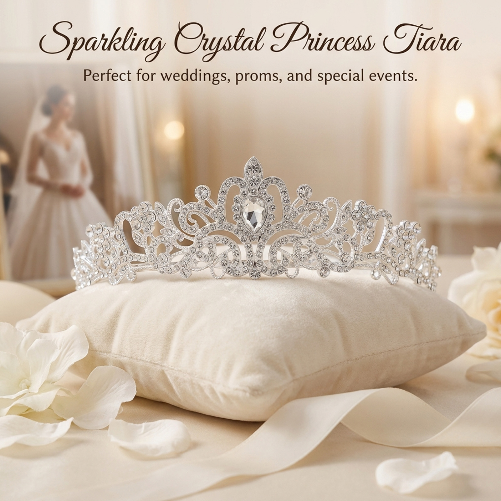 Elegant Bridal Crown Sparkly R - Women'S Wedding Accessories のレビューと価格