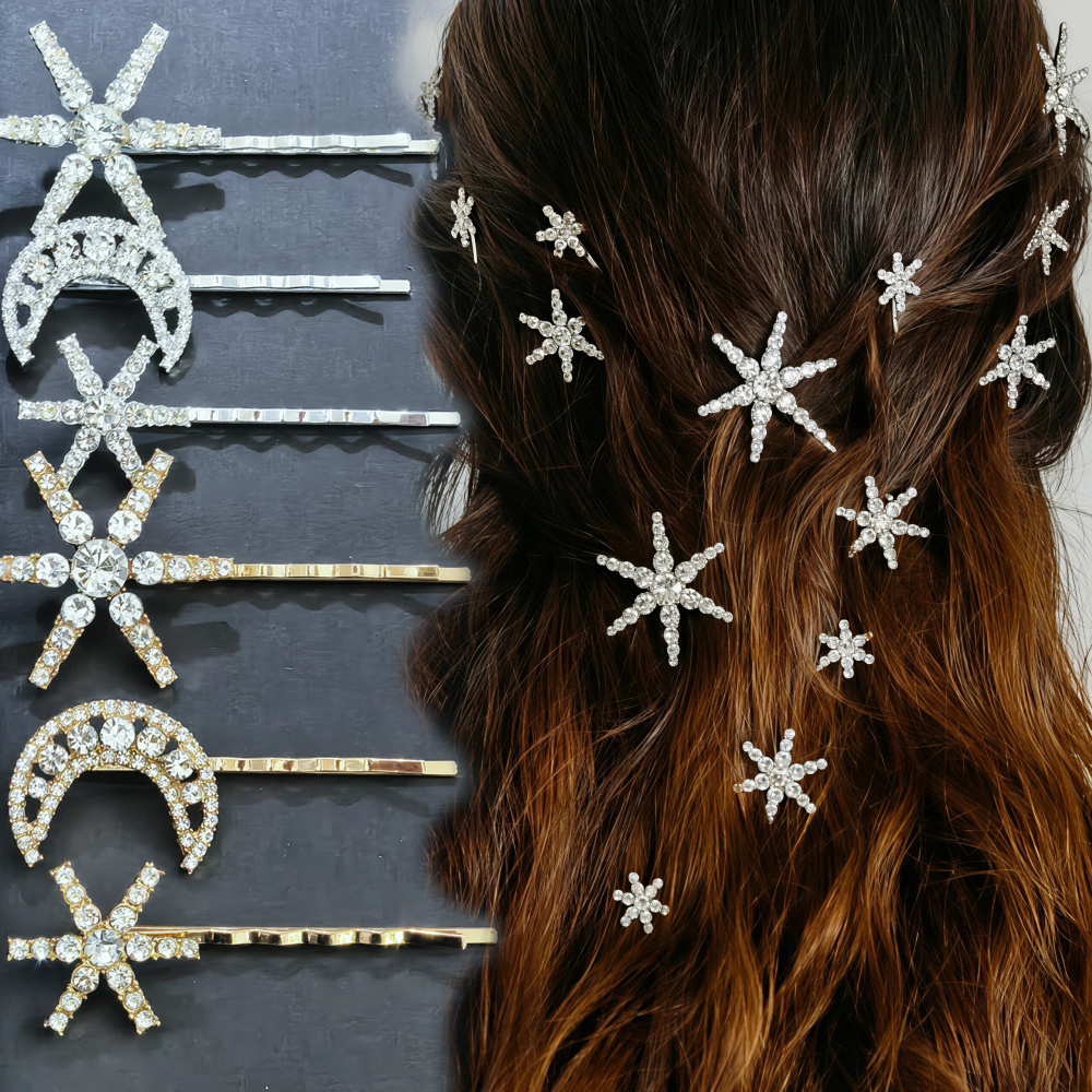3/4 pcs set Crystal Star Hairp - Women'S Wedding Accessories のレビューと価格