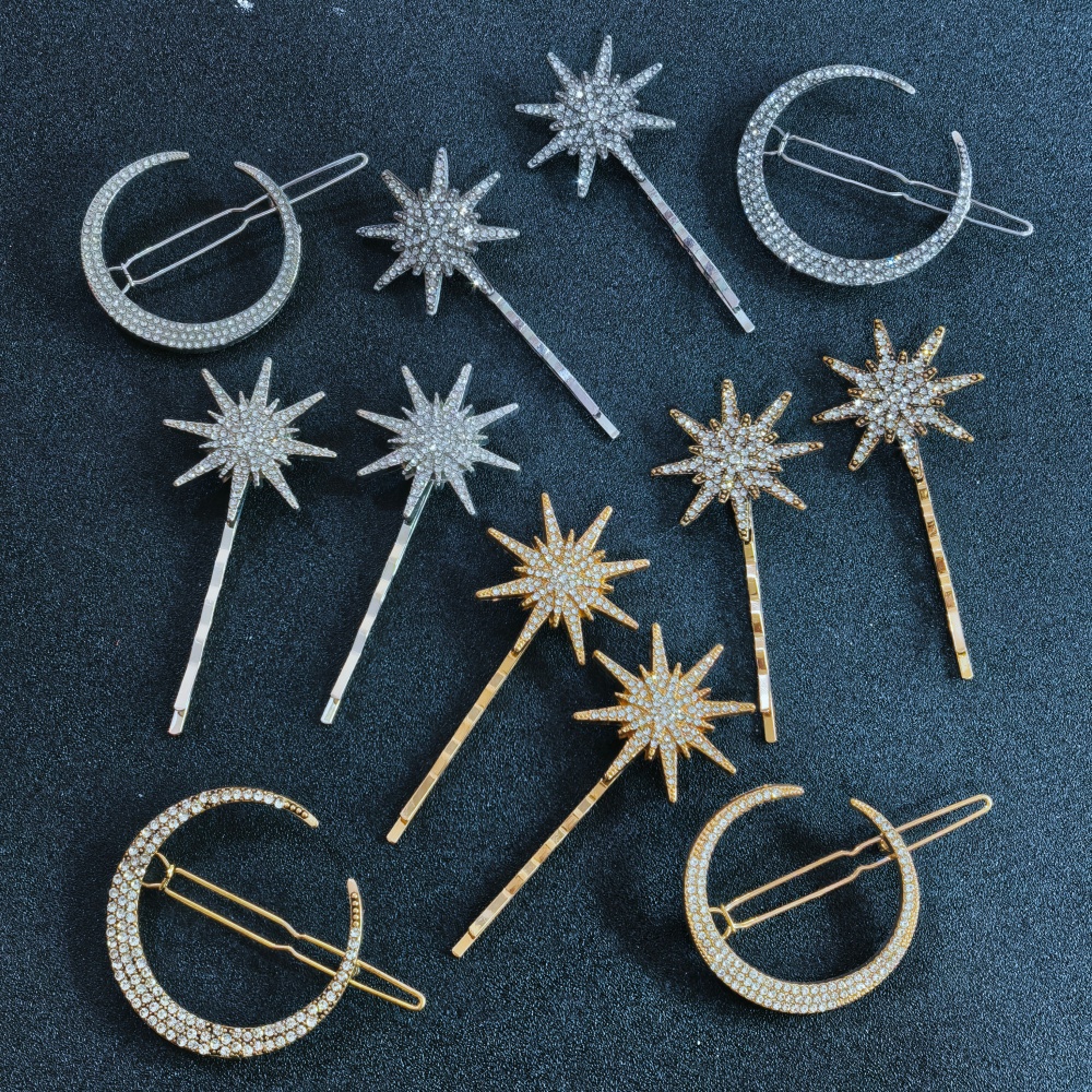 3/4 pcs set Crystal Star Hairp - Women'S Wedding Accessories のレビューと価格