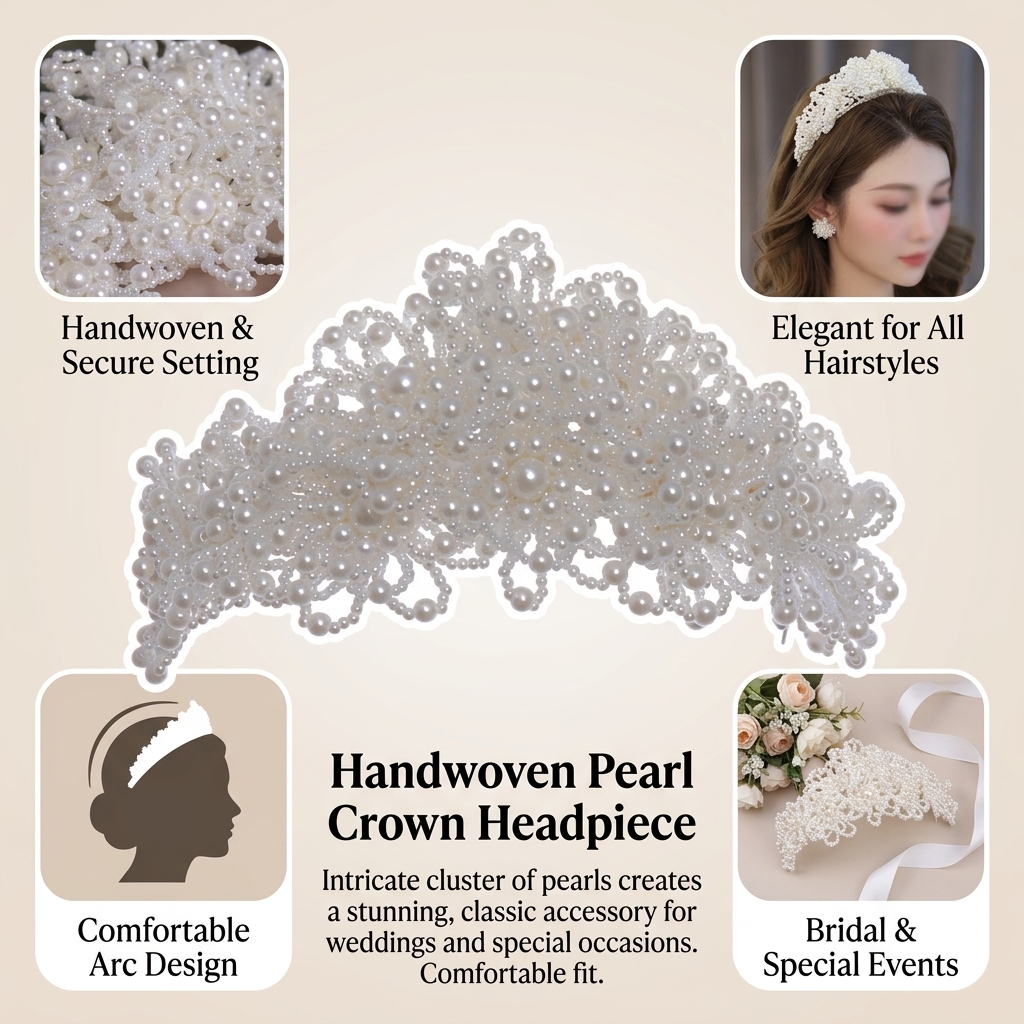 Pearl Crown Headpiece For Wedd - Women'S Wedding Accessories のレビューと価格