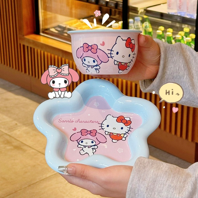 Cartoon Cat Print Ceramic Dinn - Women Accessories Combo Gift のレビューと価格