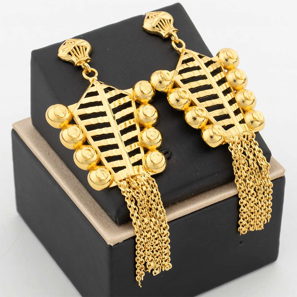 Gold Plated Tassels Earrings f - Women Accessories Dubai のレビューと価格