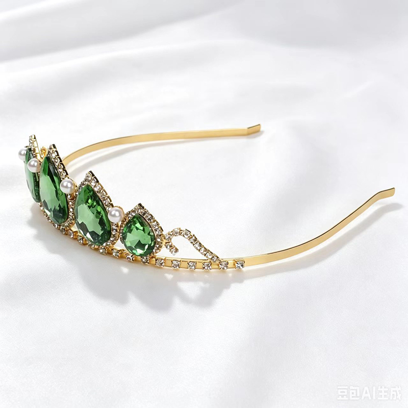 Green Water Drop Rhinestone Cr - Women'S Wedding Accessories のレビューと価格