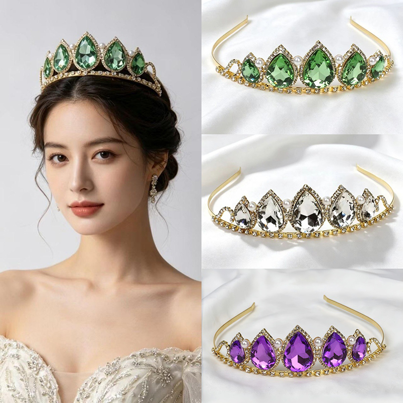 Green Water Drop Rhinestone Cr - Women'S Wedding Accessories のレビューと価格