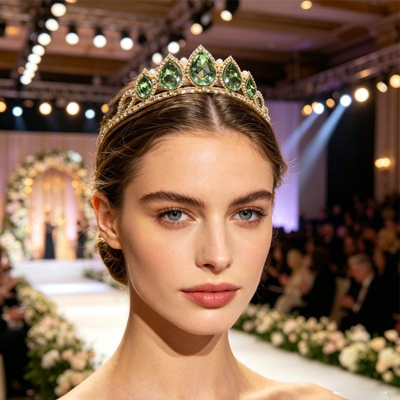 Green Water Drop Rhinestone Cr - Women'S Wedding Accessories のレビューと価格