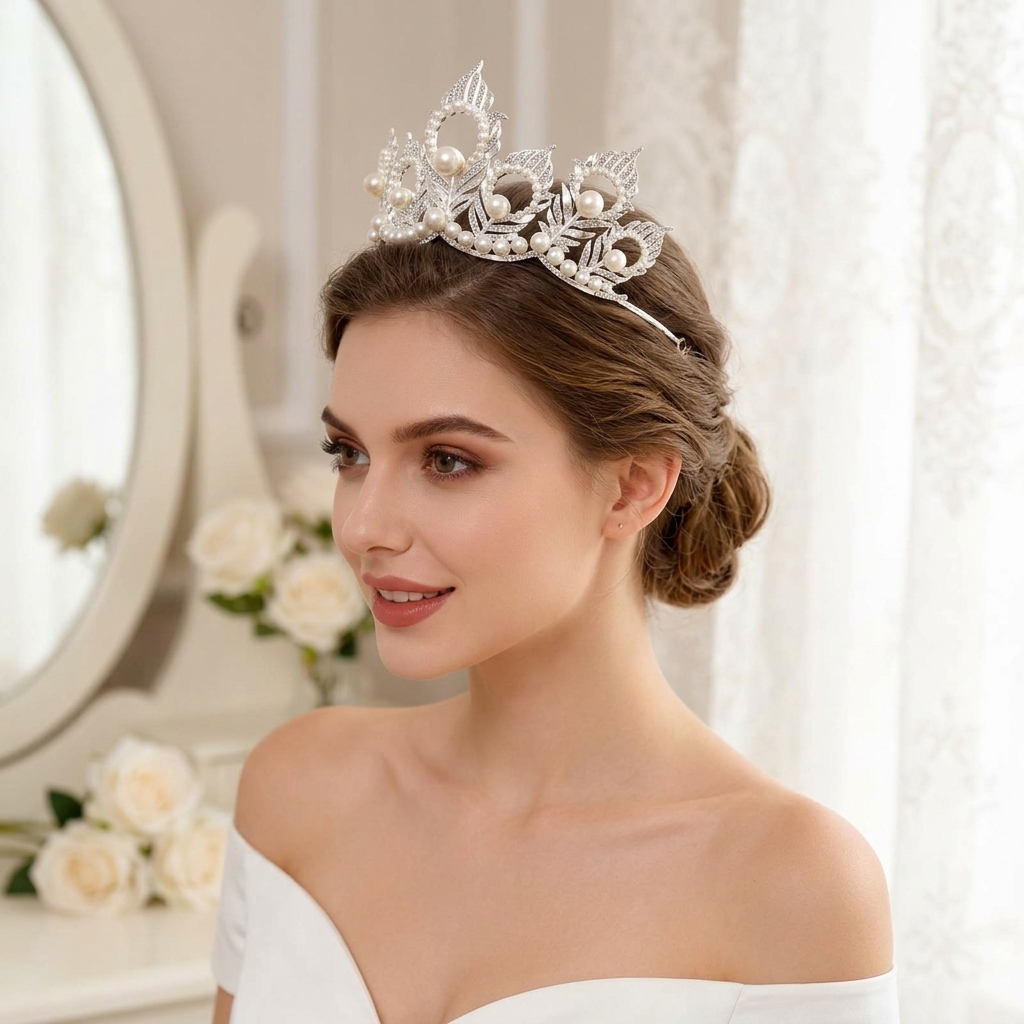 Pearl Crown Headpiece With Pea - Women'S Wedding Accessories のレビューと価格