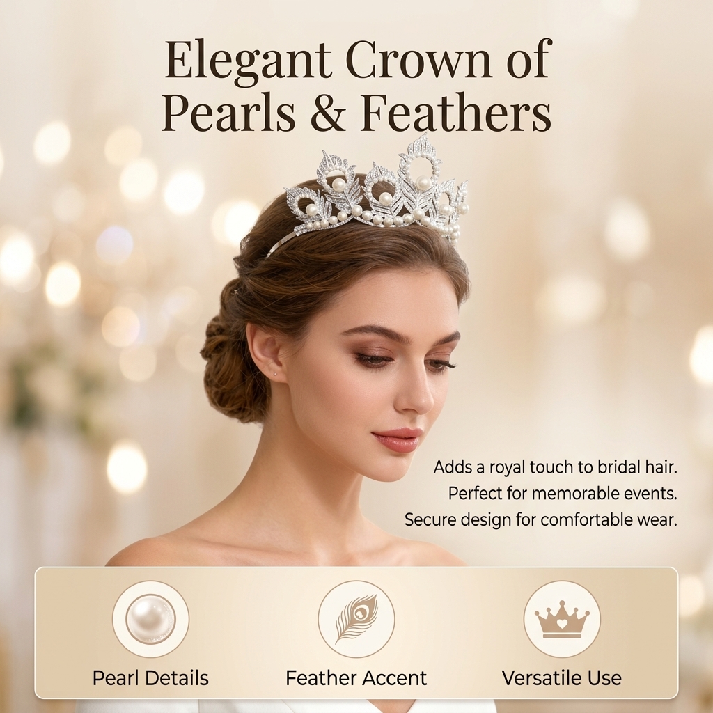 Pearl Crown Headpiece With Pea - Women'S Wedding Accessories のレビューと価格